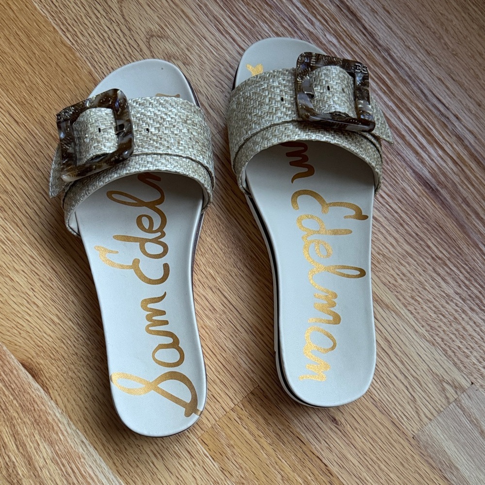 Sam Edelman Gold Textured Slide Sandals